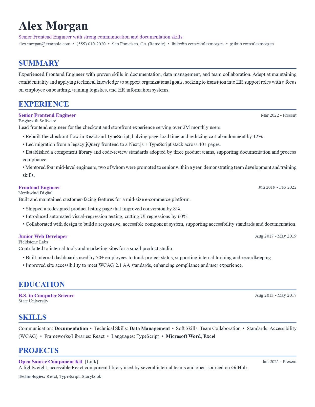 Modern Minimal resume template