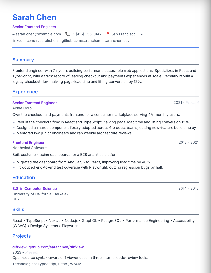 Modern Minimal resume template